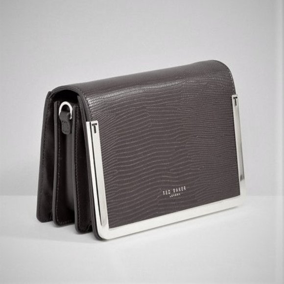 TED BAKER LONDON Black Leather Crossbody /Clutch Purse with Detachable Chain New - Picture 3 of 6